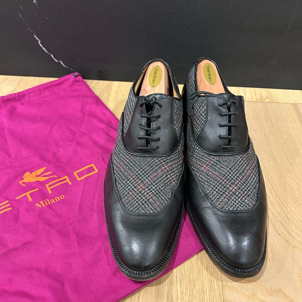 Etro Men's Black and Gray Dress Shoes